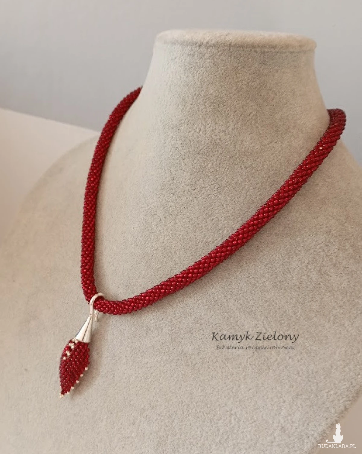 Komplet - naszyjnik i bransoletka w kolorze czerwonego wina